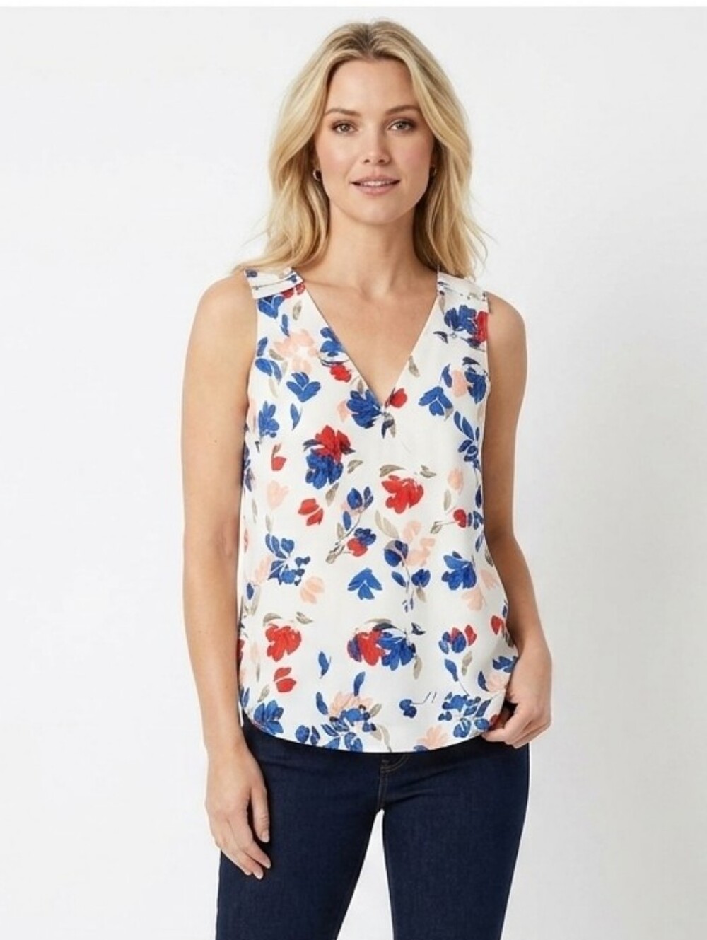 Top Banana Republic Medium Multicolor Floral V-Neck Sleeveless